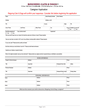 Fillable Online Caregiver Application - petsatlantacom Fax Email Print ...