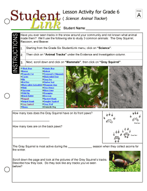 Lesson Activity for Grade 6 A Science Animal Tracker - studentlink
