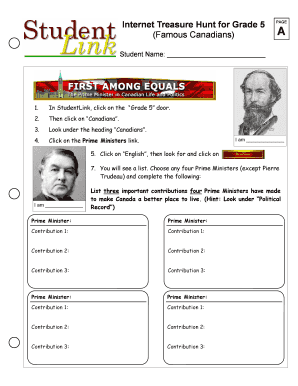 Internet Treasure Hunt for Grade 5 (Famous Canadians) - StudentLink - studentlink