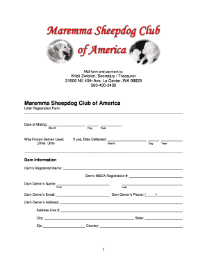 Fillable Online PRINTABLE MSCA Litter Registration Form - Maremma ...