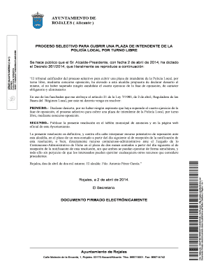 Spanish Police Local Intendant Selection Notice