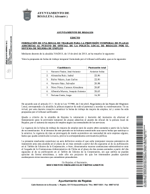 Rojales Police Local Temporary Job Pool Edict