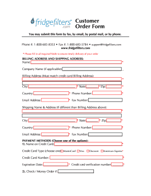 Customer Order Form - FridgeFilterscom