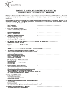 Marine Cargo Insurance Claim Form