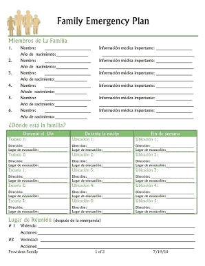Family Emergency Plan Template