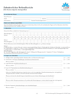 Ausfüllbar Online versicherung-online Zahn rztlicher Befundbericht ...