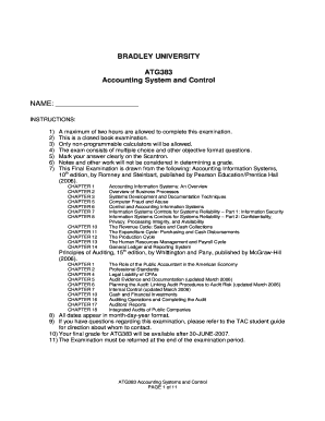 BRADLEY UNIVERSITY ATG383 Accounting System and Control