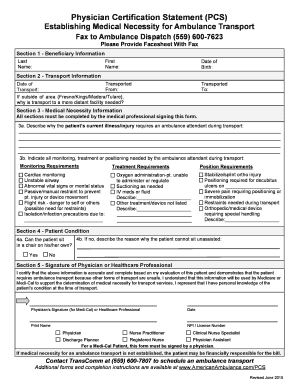 Physician Certification Statement (PCS)