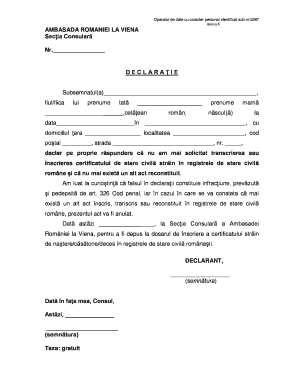 Romanian Civil Status Declaration