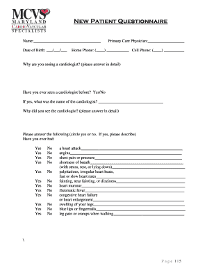 Patient experience questionnaire nhs - New Patient Questionnaire Name: Date of Birth: / / Primary Care Physician: Home Phone: ( ) Cell Phone: ( ) Why are you seeing a cardiologist