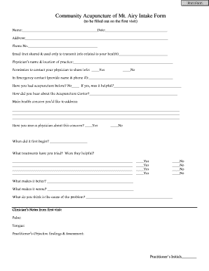 Community Acupuncture Intake Form