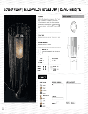 Scallop Willow 400 Table Lamp Technical Drawing
