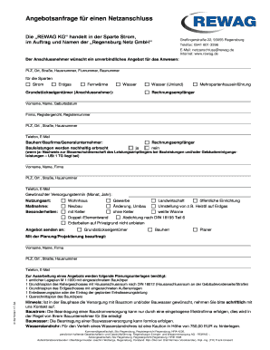 Angebotsanfrage für einen Netzanschluss