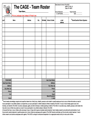 The CAGE - Team Roster Send check amp forms to The CAGE