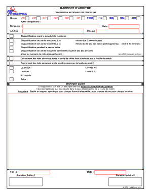 LE RAPPORT D'ARBITRE OBLIGATOIRE