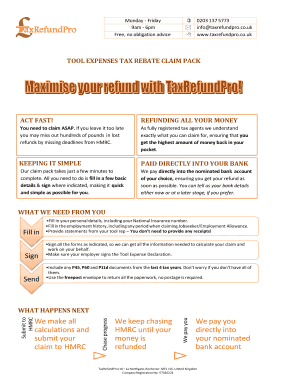 Monday Friday 9am 6pm Free, no obligation advice 0203 137 5773 info taxrefundpro - taxrefundpro co