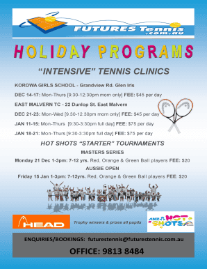 Holiday Program School Flyer Dec 15 - Jan 16 - Futures Tennis ...