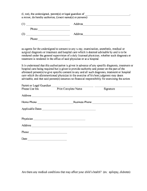 Child Treatment Waiver Form - Endwell Family Physicians