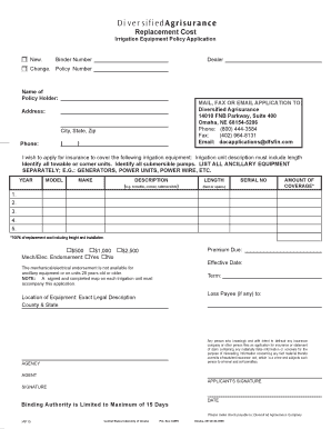 Irrigation Equipment Policy Application replacement costindd