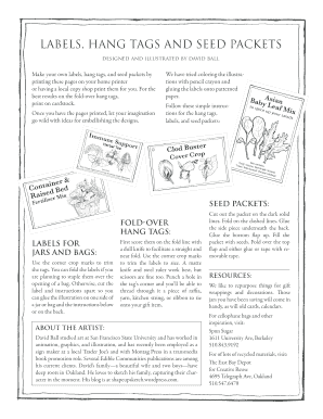Fillable Online LABELS, HANG TAGS AND SEED PACKETS Fax Email Print ...
