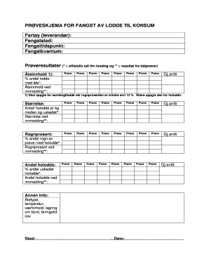 Norwegian Cod Harvest Form