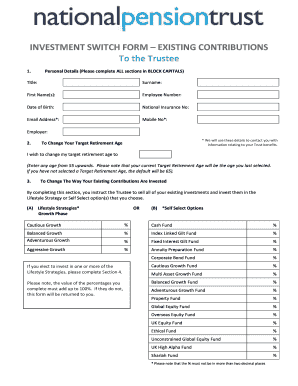 Investment Switch Form - Existing Contributions - capgeminiukpensiontrust co