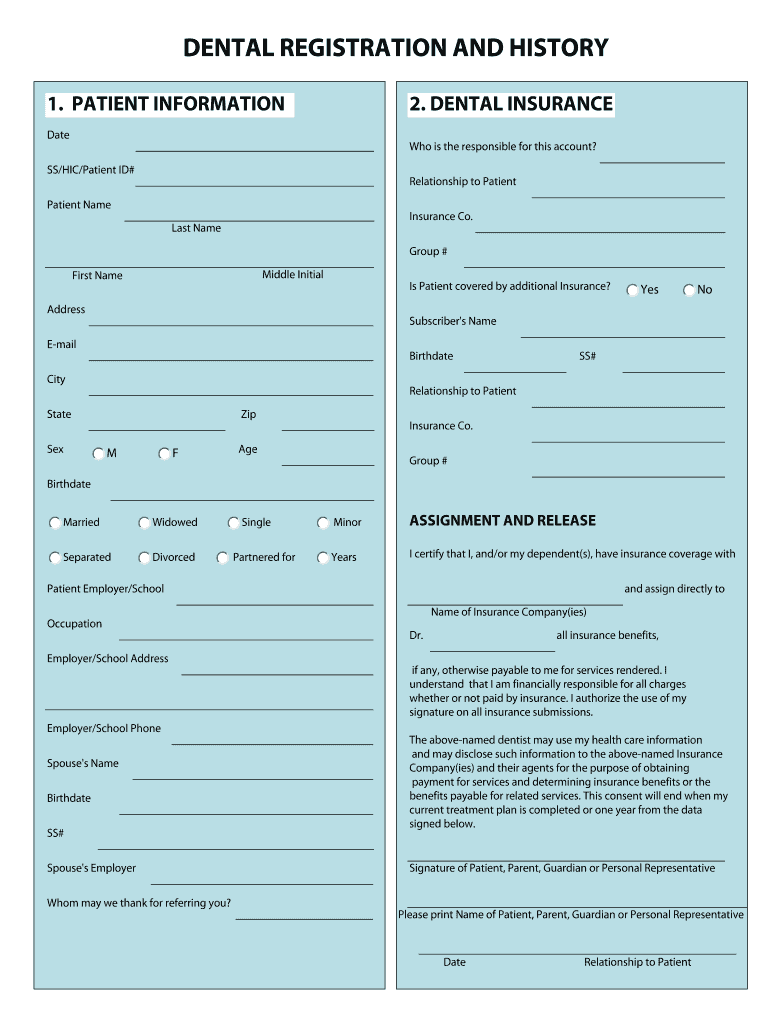 Fillable Online DENTAL REGISTRATION AND HISTORY Aesthetic Dental Arts