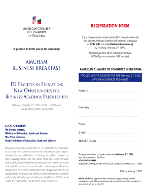 ReGIStratION FOrM - AmCham