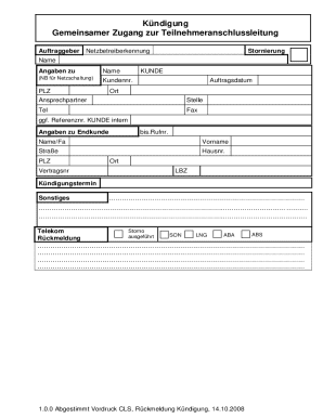 Telekom Kündigung Form