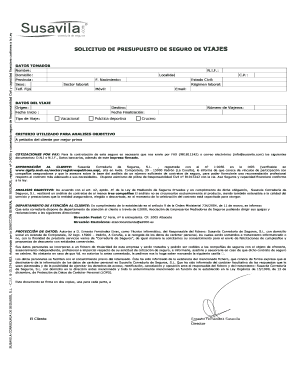 Solicitud de presupuesto de seguro de viajes - Susavila corredur a ...