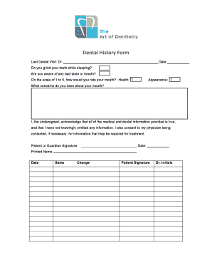 Dental History Form - The Art of Dentistry