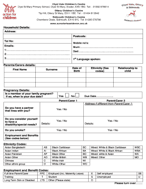 ParentsCarers details - Surestart East Devon - surestarteastdevon org