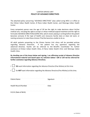 Difference between living will and advance directive - Advance Directive Policy Confirmation - Indian Health Service - ihs