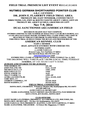 FIELD TRIAL PREMIUM LIST EVENT 2014151605 NUTMEG GERMAN - nutmeggspclub