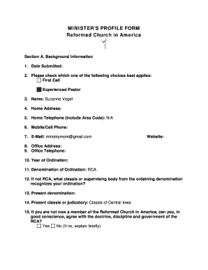 MINISTERS PROFILE FORM -