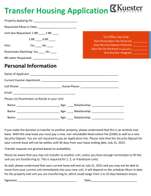 Transfer Housing Application - Greenway Cove