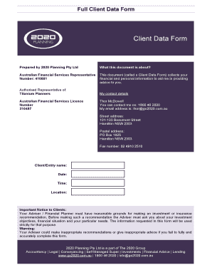 Client Data Form - bgo2020bbcombau