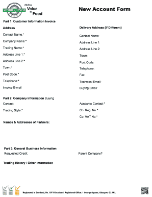 New Account Form - bScobiesDirectb