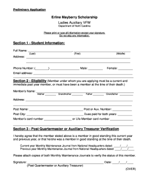 Section 1 - Student Information Section 2 - Eligibility - vfw10225