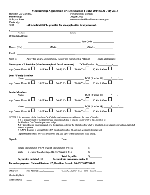 Membership Application or Renewal for 1 June 2014 to 31 - hamiltoncarclub org