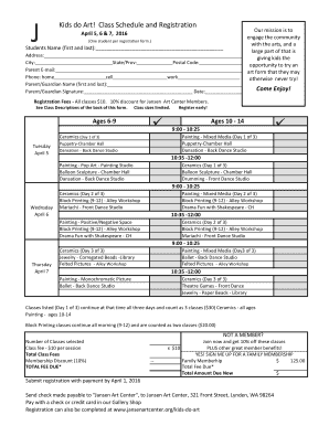 Wedding itinerary template excel - Kids do Art Class Schedule and Registration April 5 6 - jansenartcenter