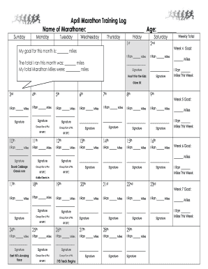 April Marathon Training Log