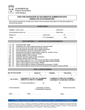 Tasa for Administrative Document Issuance