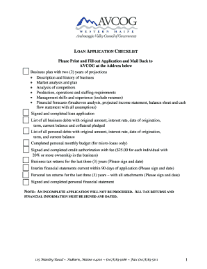 LOAN APPLICATION CHECKLIST - bavcogbborgb