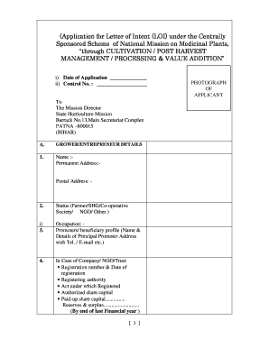 (Application for Letter of Intent (LOI) under the ... - Horticulture - horticulture bih nic