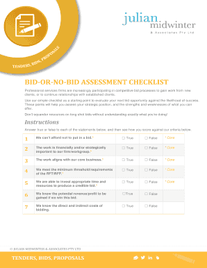 BID-OR-NO-BID ASSESSMENT CHECKLIST