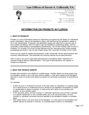 INFORMATION ON PROBATE IN FLORIDA