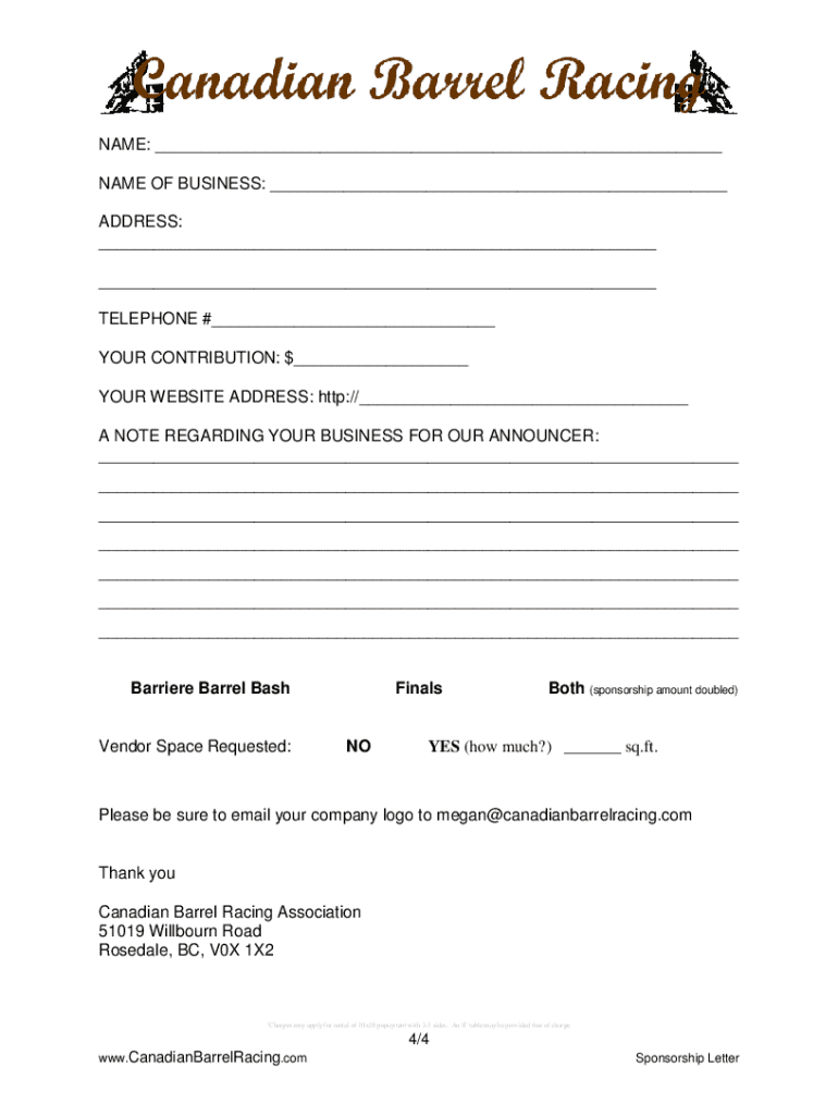 barrel racing sponsorship letter Preview on Page 1