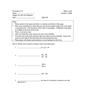 Economics 110 Mike Lovell No Aid No Violations Quiz 1 Note - mlovell web wesleyan