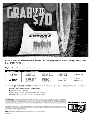 Eligible Tires Tires not listed will not be accepted to